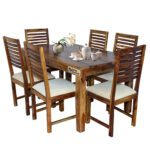 Square Sheesham Solid Wood Dining With 6 Chair 5-3 Provincial Teak - Image 4