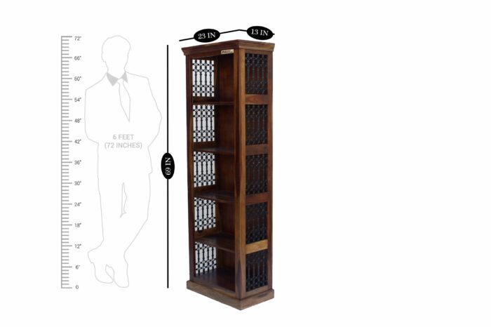 Iron grill sheesham solid wood book shelf 6-2 provincial teak - Image 4