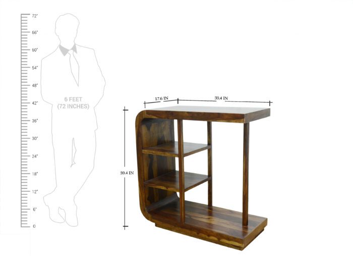Curve edge sheesham solid wood bar cabinet - Image 2