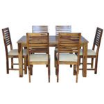 Square Sheesham Solid Wood Dining With 6 Chair 5-3 Provincial Teak