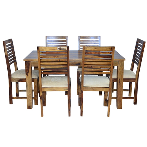 Square Sheesham Solid Wood Dining With 6 Chair 5-3 Provincial Teak - Image 1