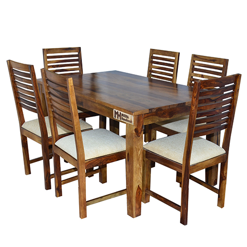 Square Sheesham Solid Wood Dining With 6 Chair 5-3 Provincial Teak - Image 3