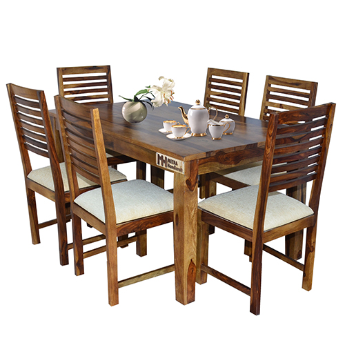 Square Sheesham Solid Wood Dining With 6 Chair 5-3 Provincial Teak - Image 4