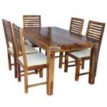 Square Sheesham Solid Wood Dining With 6 Chair 5-3 Provincial Teak - Image 6
