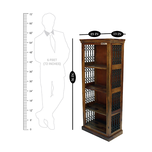 Iron grill sheesham solid wood book shelf 5-2 provincial teak - Image 3