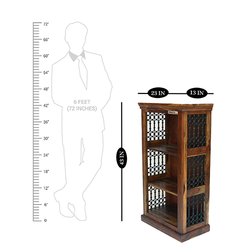Iron grill sheesham solid wood book shelf 4-2 provincial teak - Image 6