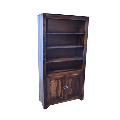 Sheesham solid wood book shelf with two door 6-3 natural brown - Image 2