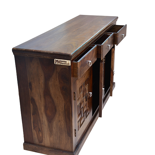 Wooden wave sheesham solid wood side board cabinet provincial teak - Image 2