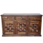 Wooden wave sheesham solid wood side board cabinet provincial teak - Image 9