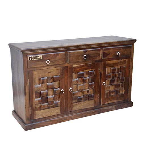 Wooden wave sheesham solid wood side board cabinet provincial teak - Image 8