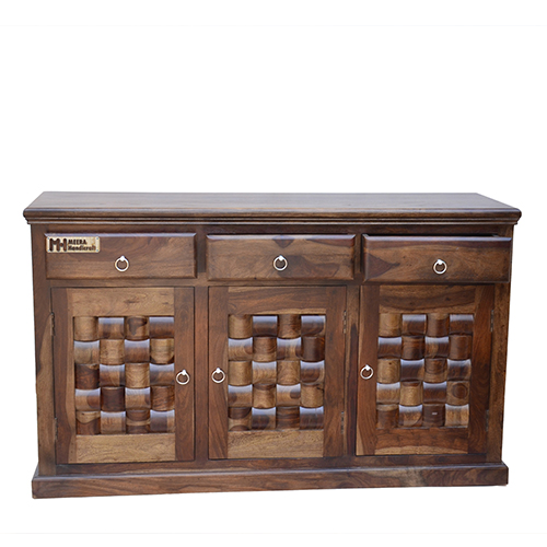 Wooden wave sheesham solid wood side board cabinet provincial teak - Image 6