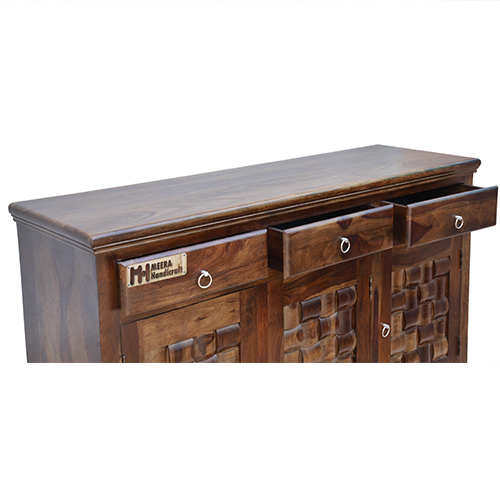 Wooden wave sheesham solid wood side board cabinet provincial teak - Image 4