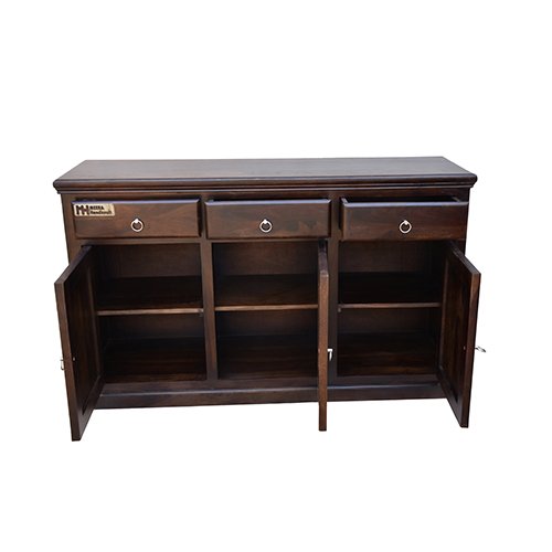 Wooden panel sheesham solid wood side board cabinet walnut - Image 2