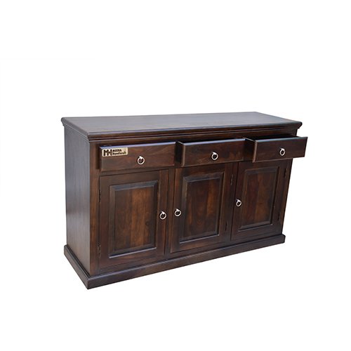 Wooden panel sheesham solid wood side board cabinet walnut - Image 3