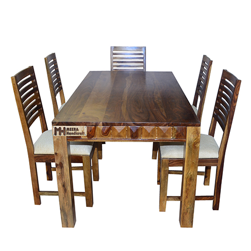 Diamond Sheesham Solid Wood Dining With 6 Chair 6-3 Provincial Teak - Image 1
