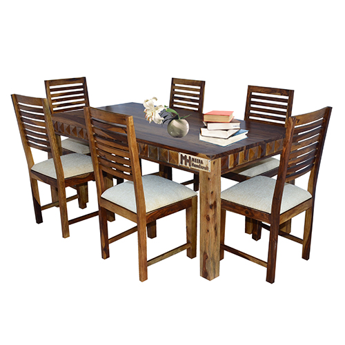 Diamond Sheesham Solid Wood Dining With 6 Chair 6-3 Provincial Teak - Image 3