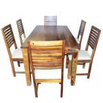 Square Sheesham Solid Wood Dinig With 6 Chair 6-3 Provincial Teak - Image 2