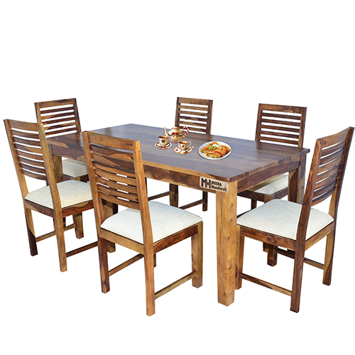 Square Sheesham Solid Wood Dinig With 6 Chair 6-3 Provincial Teak - Image 3