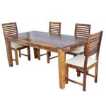 Square Sheesham Solid Wood Dinig With 6 Chair 6-3 Provincial Teak - Image 6