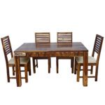 Diamond Sheesham Solid Wood Dining With 6 Chair 5-3 Provincial Teak - Image 2