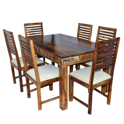 Diamond Sheesham Solid Wood Dining With 6 Chair 5-3 Provincial Teak - Image 4