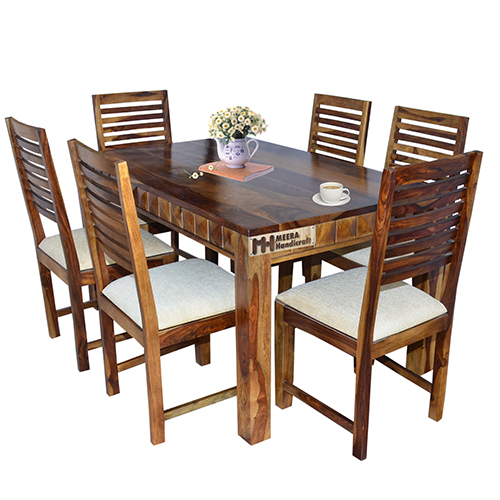 Diamond Sheesham Solid Wood Dining With 6 Chair 5-3 Provincial Teak - Image 5
