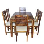 Diamond Sheesham Solid Wood Dining With 6 Chair 5-3 Provincial Teak - Image 6