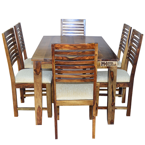 Diamond Sheesham Solid Wood Dining With 6 Chair 5-3 Provincial Teak - Image 1