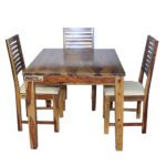 Square Sheesham Solid Wood Dining With 4 Chair 4-3 Provincial Teak - Image 5