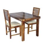 Square Sheesham Solid Wood Dining With 2 Chair 4-2 Provincial Teak - Image 2