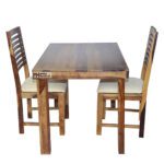 Square Sheesham Solid Wood Dining With 2 Chair 4-2 Provincial Teak - Image 9