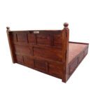 Wooden Panel Sheesham Solid Wood Bed With Storage-king Size Natural Brown - Image 3