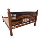 Iron Grill Sheesham Solid Wood Bed - King Size Provincial Teak - Image 2