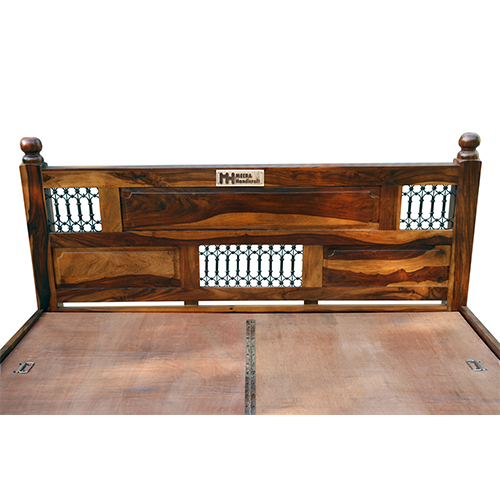 Iron Grill Sheesham Solid Wood Bed - King Size Provincial Teak - Image 3