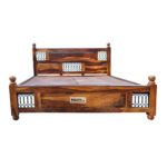 Iron Grill Sheesham Solid Wood Bed - King Size Provincial Teak