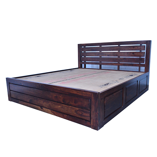 Knight Sheesham Solid Wood Bed- King Size Natural Brown - Image 2