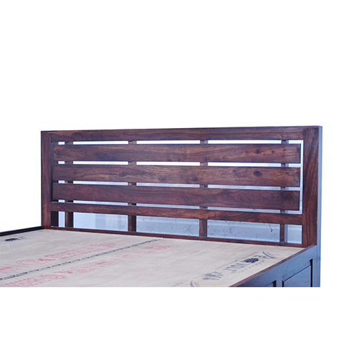 Knight Sheesham Solid Wood Bed- King Size Natural Brown - Image 3