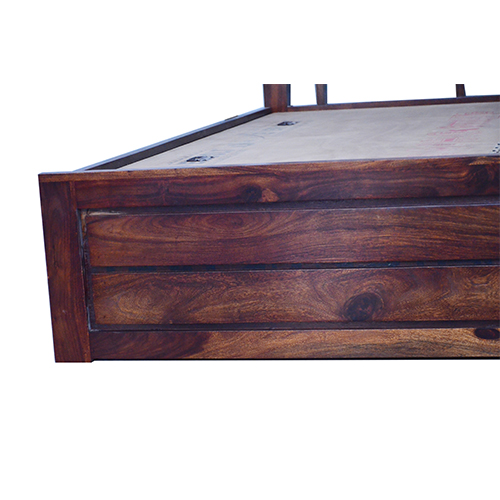 Knight Sheesham Solid Wood Bed- King Size Natural Brown - Image 4