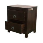 Sheesham Solid Wood Two Drawer Bed Side Table Walnut - Image 2
