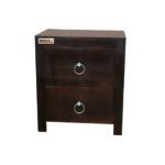 Sheesham Solid Wood Two Drawer Bed Side Table Walnut - Image 3