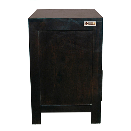 Sheesham Solid Wood Two Drawer Bed Side Table Walnut - Image 5