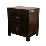 Sheesham Solid Wood Two Drawer Bed Side Table Walnut - Image 6