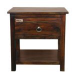 Sheesham Solid Wood One Drawer Bed Side Table Walnut - Image 2