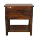 Sheesham Solid Wood One Drawer Bed Side Table Walnut - Image 3