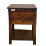 Sheesham Solid Wood One Drawer Bed Side Table Walnut - Image 4