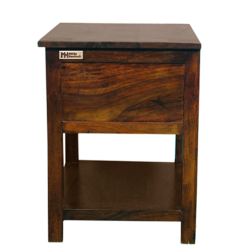 Sheesham Solid Wood One Drawer Bed Side Table Walnut - Image 4