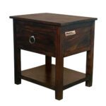 Sheesham Solid Wood One Drawer Bed Side Table Walnut - Image 5