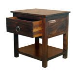 Sheesham Solid Wood One Drawer Bed Side Table Walnut - Image 6