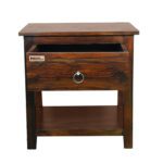 Sheesham Solid Wood One Drawer Bed Side Table Walnut - Image 7
