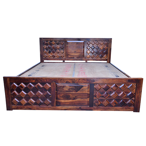 Gems Sheesham Solid Wood Bed With Storage-king Size Natural Brown - Image 2